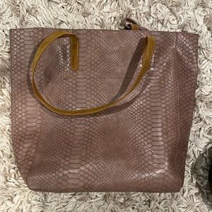 Faux Purple Leather Tote w/ Small Wallet